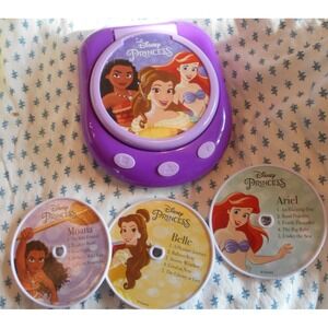 RARE 2005 Disney Princess Music Player + 3 CD Discs TESTED Belle Moana Ariel WOw